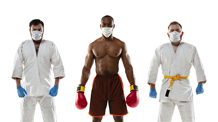 Image showing Sportsmen in protective masks, coronavirus illustration concept