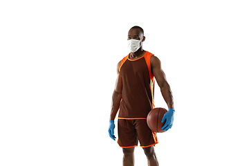 Image showing Sportsman in protective mask, coronavirus treatment illustration concept