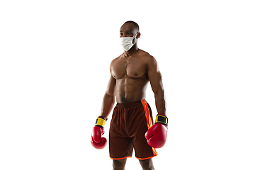 Image showing Sportsman in protective mask, coronavirus treatment illustration concept