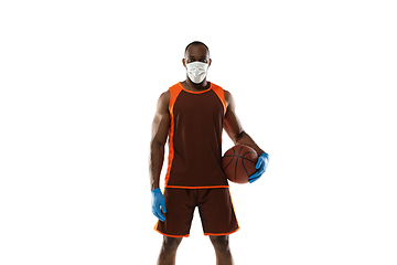 Image showing Sportsman in protective mask, coronavirus treatment illustration concept