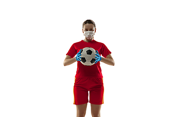 Image showing Sportswoman in protective mask, coronavirus treatment illustration concept