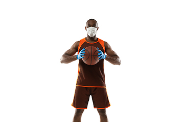 Image showing Sportsman in protective mask, coronavirus treatment illustration concept