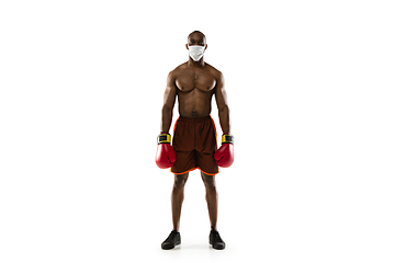 Image showing Sportsman in protective mask, coronavirus treatment illustration concept