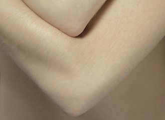 Image showing Texture of human skin. Close up of well-kept caucasian human body