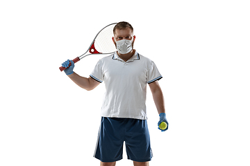 Image showing Sportsman in protective mask, coronavirus treatment illustration concept