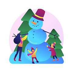 Image showing Building a snowman abstract concept vector illustration.