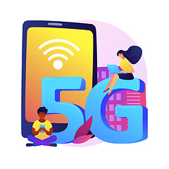 Image showing Mobile phones 5G network abstract concept vector illustration.