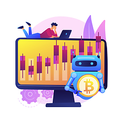 Image showing Crypto trading bot abstract concept vector illustration.
