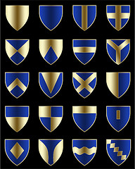 Image showing Golden blue shields