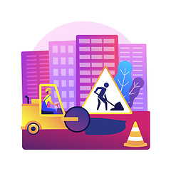 Image showing Road works abstract concept vector illustration.