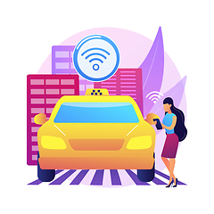 Image showing Autonomous taxi abstract concept vector illustration.