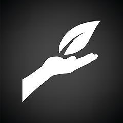 Image showing Hand holding leaf icon