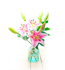 Image showing pink lily flower bouquet