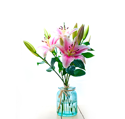 Image showing pink lily flower bouquet