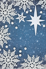 Image showing Christmas Star and Snowflake Background Border