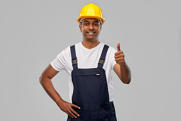 Image showing happy indian worker or builder showing thumbs up