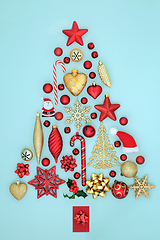 Image showing Christmas Tree Abstract Shape with Festive Objects