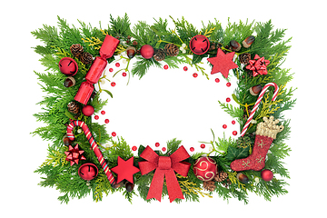 Image showing Festive Christmas Background Border with Baubles