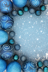 Image showing Christmas Bauble Decorations in Blue 