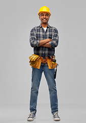 Image showing happy indian worker or builder with crossed arms