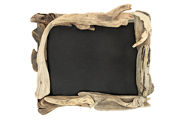 Image showing Abstract Rustic Driftwood Frame with Chalk Board