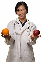 Image showing Doctor with apple and orange