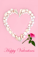 Image showing Happy Valentines Day Heart Shaped Seashell Wreath