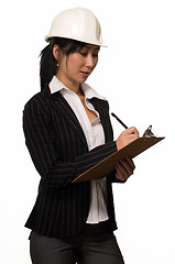 Image showing Business woman in hard hat