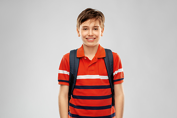 Image showing smiling student boy with backpack