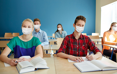 Image showing group of students in masks at school lesson