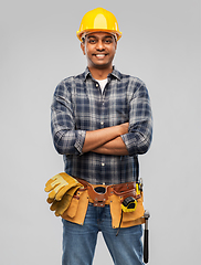 Image showing happy indian worker or builder with crossed arms