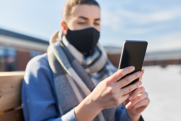 Image showing woman wearing protective reusable barrier mask