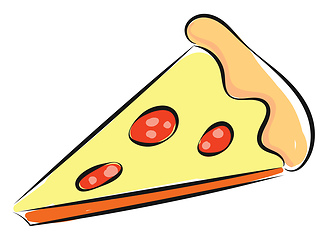 Image showing A triangular slice of pepperoni and mushroom pizza vector or col