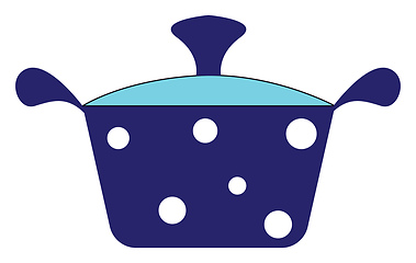 Image showing Blue pot with white polka dots 