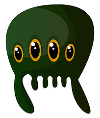 Image showing Green meduza monster with four eyes illustration vector on white