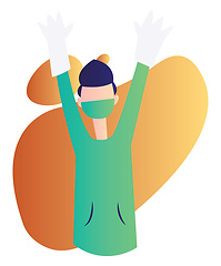 Image showing Ward boy holding hands up high vector illustration on a white ba