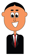 Image showing Clipart of a smiling man in a black coat and suit vector or colo