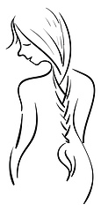 Image showing The silhoutte of the back side of a beautiful woman with pigtail