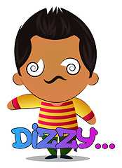 Image showing Boy is feeling dizzy, illustration, vector on white background.