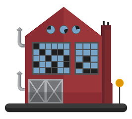 Image showing Cartoon red building with blue windows vector illustartion on wh