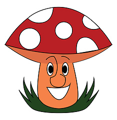 Image showing Smiling red mushroom vector illustration on white background