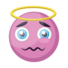 Image showing Light pink angel emoji face vector illustration on a white backg