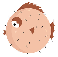 Image showing Brown-colored puffer fish vector or color illustration