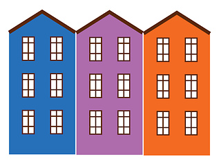 Image showing Apartment buildings painted in bright colors vector color drawin