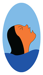 Image showing A woman puts out a SOS as she drowns in an ocean vector color dr