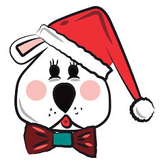 Image showing Dog with Santa hat vector or color illustration