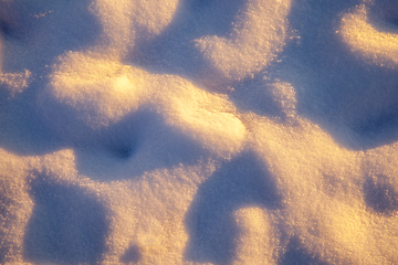 Image showing Snow at sunset