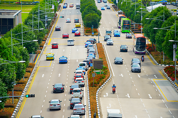 Image showing Cars traffic road Singapore aerial