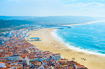 Image showing Skyline of Nazare, beach. Portugal