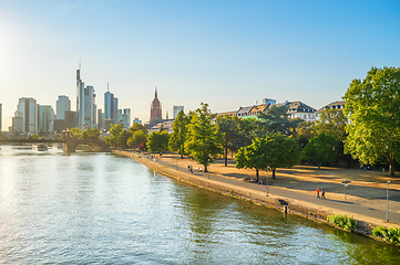 Image showing Sunshine over Main river, Frankfurt